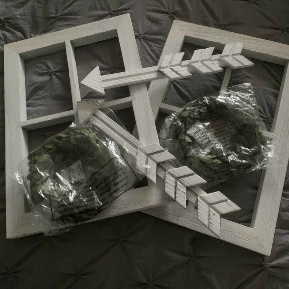 White Window Frame Decor with Greenery